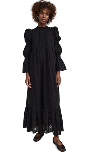 English Factory Women's Embroidered Swiss Dot Maxi Dress