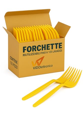 forchette biodegradabili e compostabili Bianche Posate in Fibra di Zucchero Confezioni da 50 Pezzi stoviglie bio Eco Friendly (100 pezzi confezioni da 20 giallo)