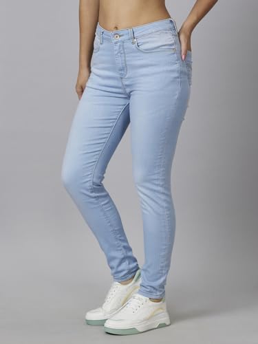 Image of Being Human Light Blue Mid Rise Skinny Fit Women's Denim Clothing