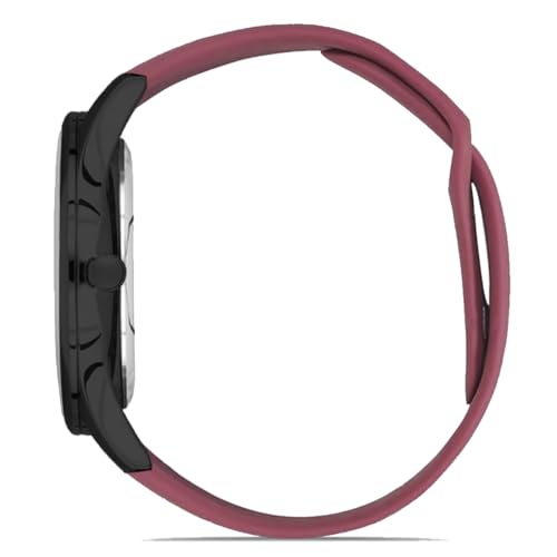 Image of DOUBLERUN Black Case Silicone Strap, 24-Hour Display, Roman Numerals, Analog Watch