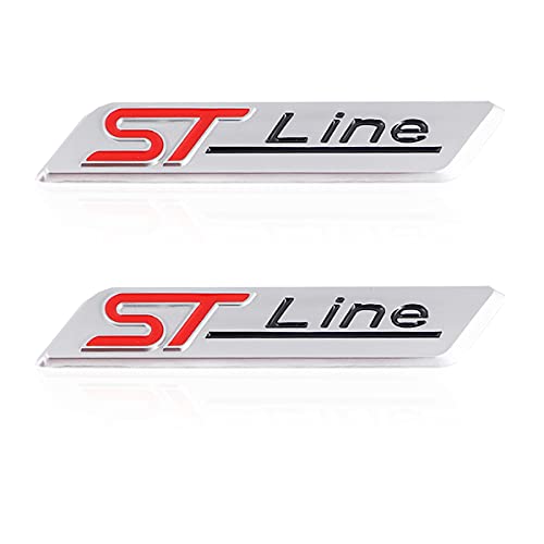 Wosite 2Pcs 3.35" Length 3D Metal St Line Car Truck Door Body Side Fender Rear Trunk Adhesive Emblem Badge Sticker Decals For Ford Auto Sport Decoration Accessories (Silver) #TOP21