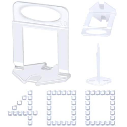 Satisby 3mm Tile Leveling Spacers 400PCS,Heighten Tile Levelling Clips for Tiles with a Thickness of 15-23mm