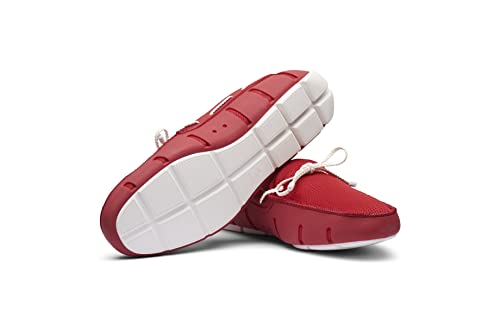 SWIMS Mens Loafers, Braided Lace Shoes for Men, Casual Beach Loafer, Comfortable Summer Shoe, Stylish Lightweight Walking Footwear, Quick Dry Breathable Eco Friendly Footbed (Signal Red/White,12)4