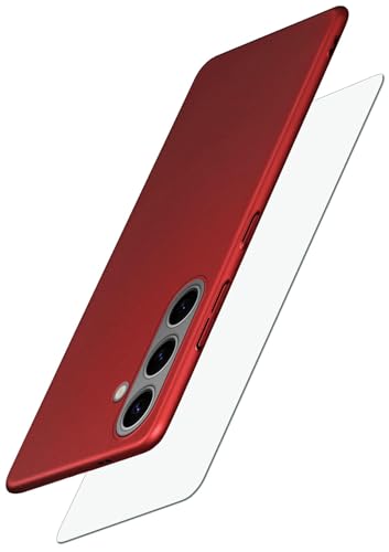 Coque Samsung S24 antichoc 360 rigide fine rouge mat avec film écran