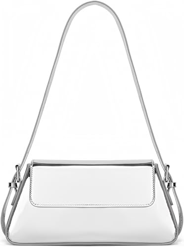 Image of Silver Metallic Evening Bag for Women Y2K Silver Leather Shoulder Bags Sparkle Purse for Prom Wedding Party | Sparkle Purse