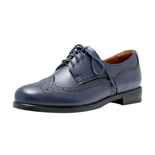 ONEENO Women's Dress Brogue Lace-up Leather Oxford