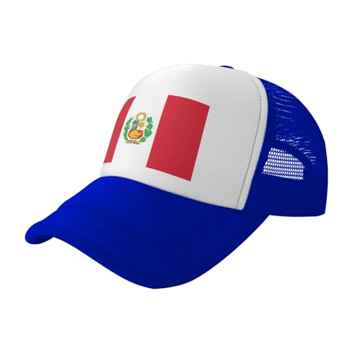 BBEXJIGY Casquette de baseball imprimée drapeau du Pérou pour homme et femme, en maille, sports de plein air, voyage, décontracté, bleu, One Size-M