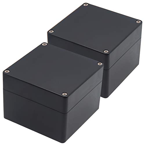 Project Box, Zulkit Junction box IP65 Waterproof ABS Plastic Electrical boxes Electronic Enclosure Black 4.7 x 4.7 x 3.5 inch(120 x 120 x 90 mm)(Pack of 2)