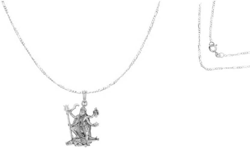 Pendentif en argent sterling 925 Kaali Maa avec chaîne Figaro élégante