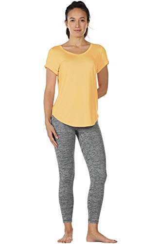 Image of icyzone Open Back Yoga Shirts for Women - Exercise Workout Tops, Athletic Short Sleeves, Running T-Shirts Loose Fit