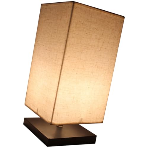 Hoement Lámpara de Mesa con Pantalla Lino Base Pequeña para Dormitorio y Salón Resistente y Decorativa Luz para Mesita de Noche y Lectura