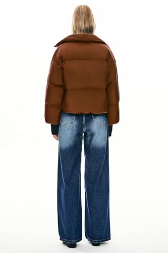 Orolay Women's Winter Oversized Cropped Puffer Jacket Zip Up Short Down Coat Stand Collar Baggy Overcoat2