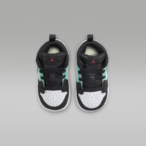 Jordan 1 Mid SE Baby/Toddler Shoes (FQ8097-001, Black/White/Hyper Jade/Siren Red)4
