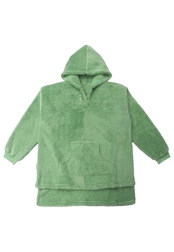 Polar Bear Kuschelhoodie salbei | Oversize Hoodie aus Sherpa Teddy Fleece | 100% Polyester | Wärmend kuschelig weich & bügelfrei | Mit Kapuze Bauchtasche & Knopfverschluss | Modell 0230399