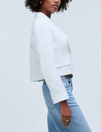 IDEALSANXUN Womens Cropped Blazer Casual Lightweight Cotton Linen Blazer Suit Jackets3