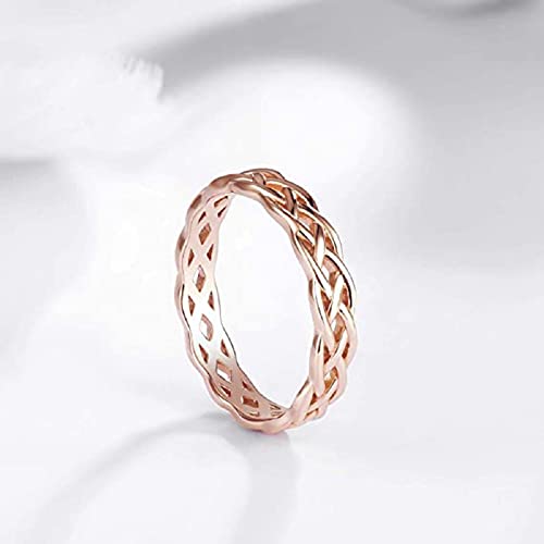 Simple Celtic Knot Rings Criss Cross Knot Ring,Rose Gold Plated Wedding Band Celtics Jewelry Gifts for Women Size 6-102