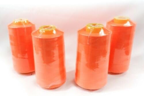 4 Cones of Polyester Threads for Sewing Quilting Serger Neon Orange Threads Fabric