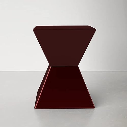 Image of Wooden Block Accent Side Table in Antique Wooden Design, Fully Assembled, End, Bedside Table and Nightstand, for The Living Room and Bedroom-Walnut