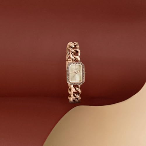 Image of Sonata Poze 7 Analog Rose Gold Dial Rose Gold Brass Strap Watch for Women - SP80157WM01