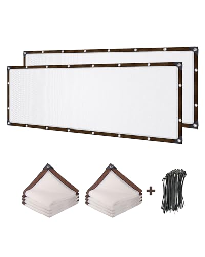 White Shade Cloth 2 Pack,3 x 10FT Patio Privacy Screen,90% Blockage Patio Shade Netting Mesh with Chain Link Zip Ties,Backyard Fence Covering Privacy, Keep Light/Cool,Fence Screen for Outdoor Yard