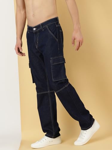 Image of Thomas Scott Men Mid Rise Relaxed Fit Cargo Jeans