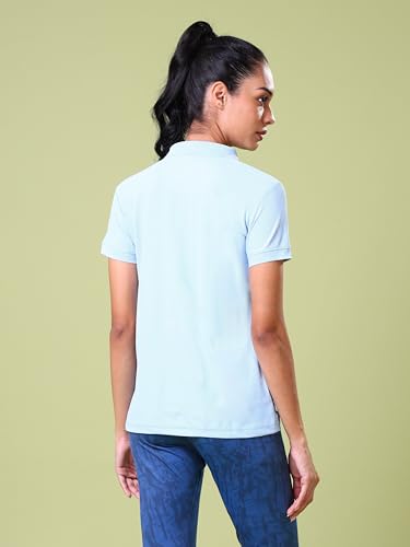 Image of TECHNOSPORT Womens Polyester Slim Fit Solid Half Sleeve Polo Matpiq T-Shirt with Techno Dry, Anti Static for Regular Use