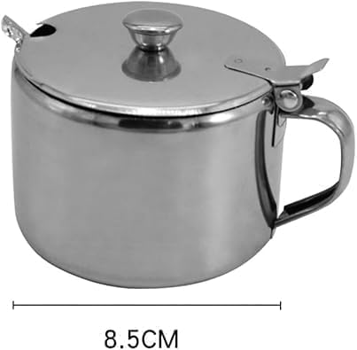 1Set of Silver 285ml Stainless Steel Sugar Bowl with Spoon,Sugar Bowl Condiment Seasoning Pot Sugar Canister with Spoon - Portable Useful Practical Dinnerware - Image 3