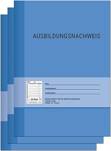 Berichtsheft Ausbildung/Ausbildungsnachweisheft täglich/wöchentlich - DIN A4 28 Blatt 1 Woche je Seite Montag bis Sonntag (3)