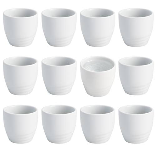 JapanBargain, Set of 12 Sake Cups Japanese Porcelain Wine Saki Cup Small Tea Cup Microwave and Dishwasher Safe (White)