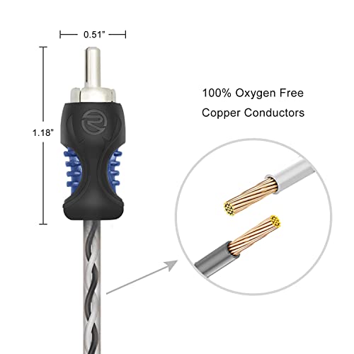 Image of RECOIL RCI220 100% Oxygen Free Copper 20ft 2-Channel RCA Audio Cable, Twisted Pair with Noise Reduction