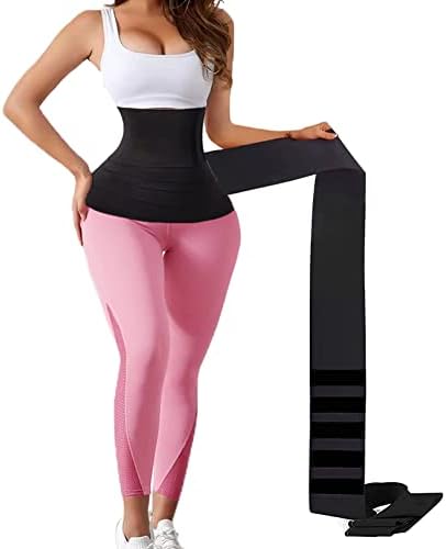 Aniolzd Wrap Waist Trainer for Women Waist Wraps for Stomach Snatch Me Up Bandage Tummy Wrap Invisible Plus Size Trimmer Belt Sweat Body Shaper Snatcher 19.6ft Black