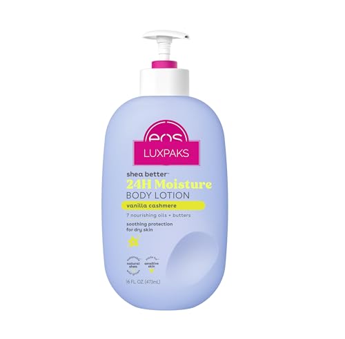LUXPAKS E.O.S. Shea Better Body Lotion – Vanilla Cashmere, Lightweight & Non-Greasy Moisturizer with 24-Hour Hydration, Made with Natural Shea Butter, Vegan Skincare, 16 fl oz