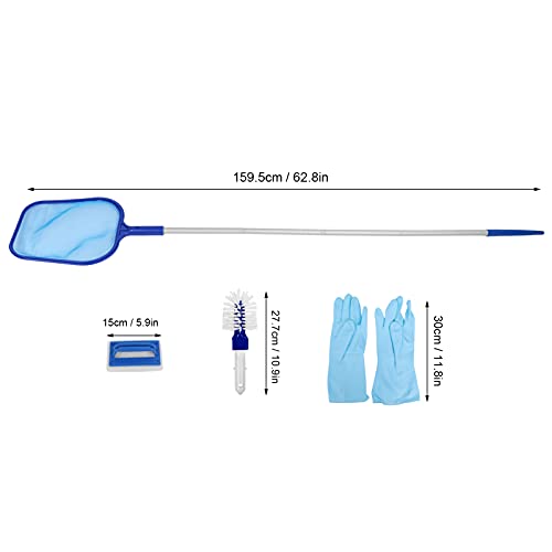 Bladhark Netto, Zwembad Schoonmaakset Blad Skimmer Net met Paal Spons Borstel Handschoenen Accessoires, met… - Image 3