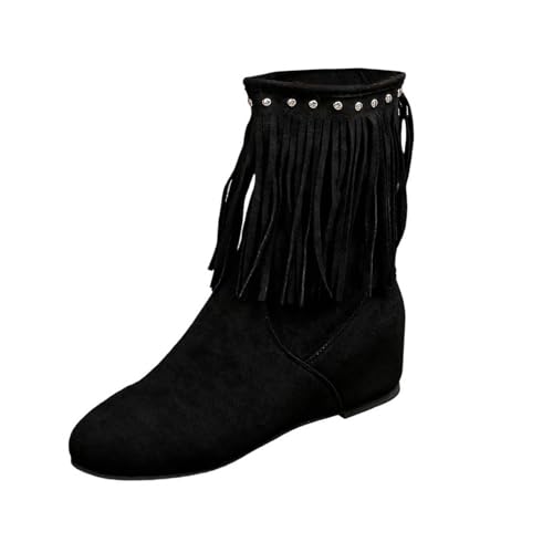 Bottes d'hiver mi-mollet pour femme à enfiler avec semelle plate