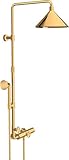 hansgrohe Axor Starck ShowerSolutions Showerpipe mit Thermostat und 2jet Kopfbrause designed by Front; Farbe: Polished Gold Optic