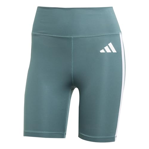adidas Mujer Optime Essentials 3Stripes Short Leggings, preloved teal/white, M 5 inch