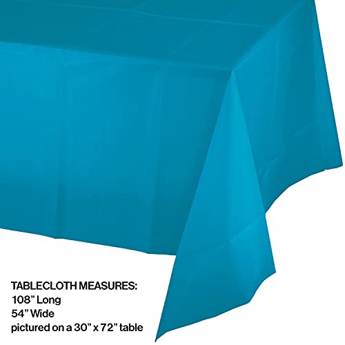 Creative Converting Tablecover Pl 54" X 108" Plain Turquoise Blue Plastic Tablecloth, One Size #TOP15