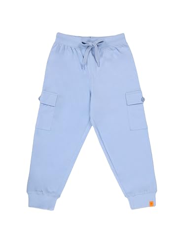 Image of KiddoPanti Boys Cotton Joggers | 100% Cotton Single Jersey | 2 Side Cargo Pockets with Flap | Elasticated Waist Band with Functional Drawcord | Soft & Breathable Track Pants