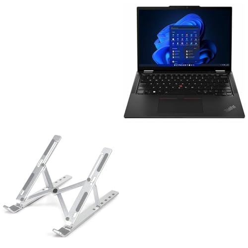 BoxWave Stand and Mount Compatible with Lenovo ThinkPad X13 (Gen 4) - Compact QuickSwitch Laptop Stand, Portable Multi Angle Viewing Foldable Riser - Metallic Silver