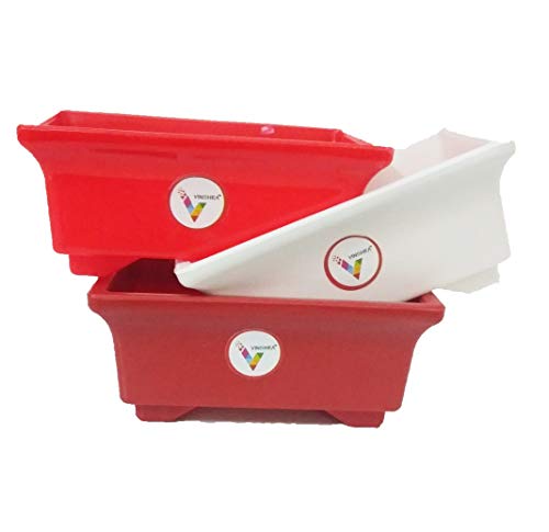 Image of Small Rectangular Pot, Multicolor, 6 inch, 3 Pieces