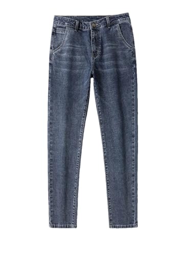Mnjyihy Mens Classic Blue Slim Fit Straight Jeans Cotton Daily Male Denim Trousers Casual Loose Denim Pants