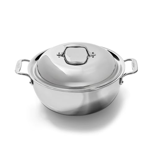 All-Clad D3 3-Ply Stainless Steel Dutch Oven 5.5 Quart Induction Oven Broiler Safe 600F Pots and Pans, Cookware Silver All-Clad D3 3-Ply Stainless Steel Dutch Oven 5.5 Quart Induction Oven Broiler Safe 600F Pots and Pans, Cookware Silver