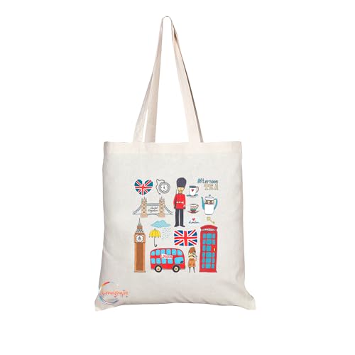 Coralgraph Inc London Adventure Tote Bag - Stylish Long-Handled Shoulder Bag, Perfect Novelty Gift with Various Great Britain Designs, London Tb670, S