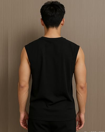 Image of JUGULAR Tank Tops Sleeveless T-Shirt for Men Gym Wear Vest Solid Stylish Round Neck Running for Sports Workout Fitness & Casual or Beach Wear