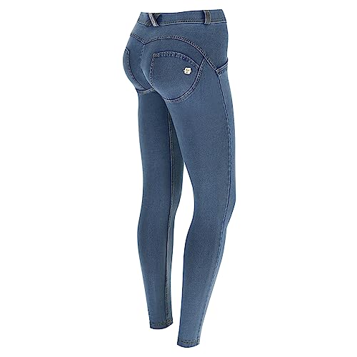 FREDDY Damen Skinny Jeans, , Blau (Jeans Chiaro/Cuciture Gialle J4y), Gr....