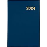 Grafoplás | Agenda Anual 2024 Día por Página | Azul | Español | Tapa Dura y Punto de Lectura | Serie Bretaña | 14,5x21cm