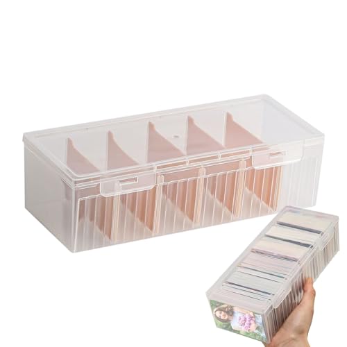 Organizador de tarjetas de visita – Caja de tarjetas de índice de 23,5 x 9,5 x 6,8 cm | Caja de almacenamiento de escritorio de gran capacidad | Caja de almacenamiento de tarjetas con protectores y