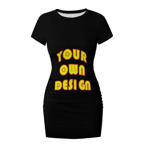Bulk Custom Personalized Logo Dresss, Customized High Waist Bodycon Dresss - Uniform Dresses for Waitress with Photo Text (US, Alpha, Medium, Regular, Regular, color1)