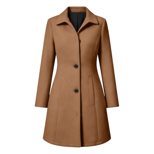 FPMLUXLL Womens Pea Coat Long Sleeve Single Breasted Warm Winter Jacket - image 7