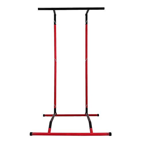 Happybuy Power Tower de Pull-up 100kg Estación de Musculación 100kg Multiestación con Barra de Dominadas Torre de Gimnasio Entrenamiento Multifuncional Estacion Dominadas Negro y Rojo